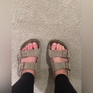 Womens size 7.5 (38) Birkenstock sandals gently used - light green/gray